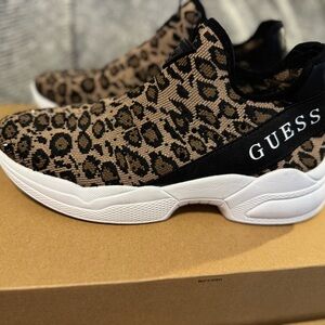 GUESS Women's Leopard Print Sneakers - Black and Brown